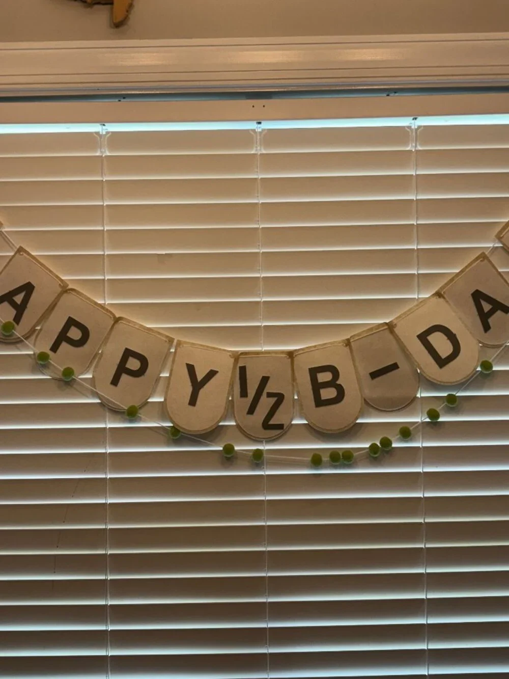 DIY Happy 1/2 Birthday Felt Banner & PomPom Tassel Banner Green